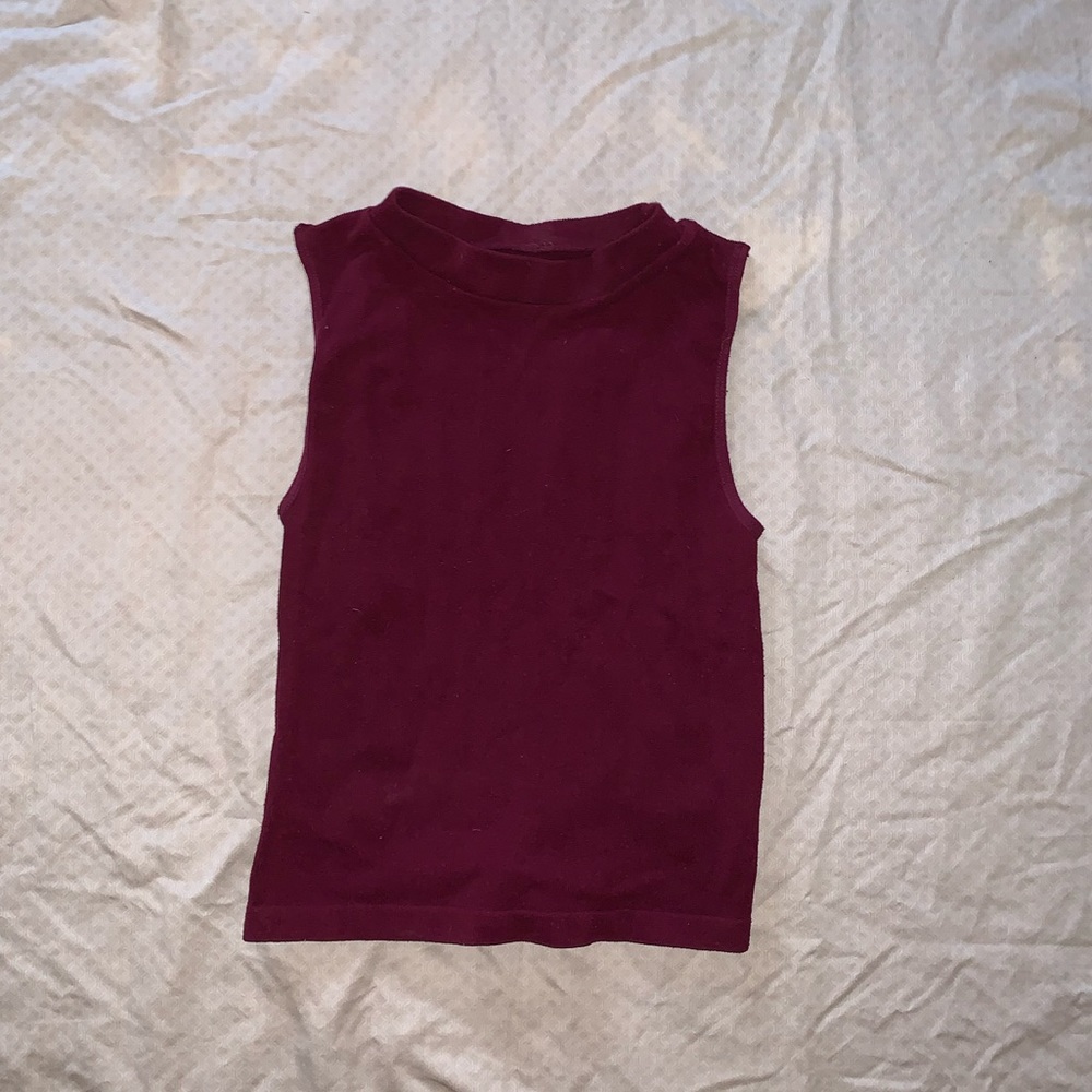 One Size Stretchy Maroon Cropped Tank Top
